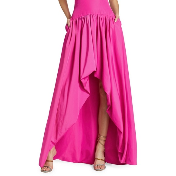 NWT Monique Lhuillier Pink Taffeta High Low Bubble Hem Strapless Gown Size 4 - Picture 3 of 13